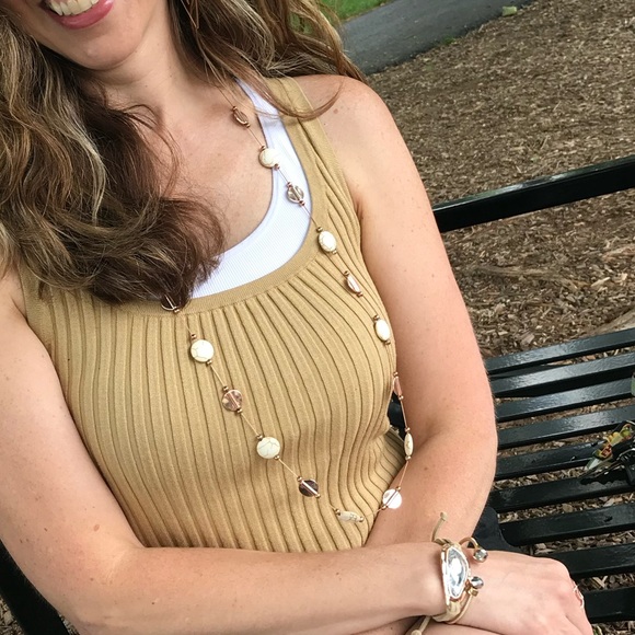 Host pick- Premier Designs 36” Rose Gold Necklace with white marbled stone - Picture 3 of 8